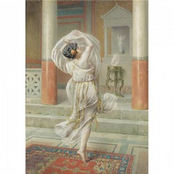 A woman in a white dress dancing